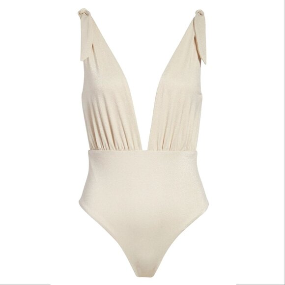 Maaji Nacar Plunge One Piece SWIMSUIT Size 2XL Reversible Gold Metallic - Picture 6 of 13